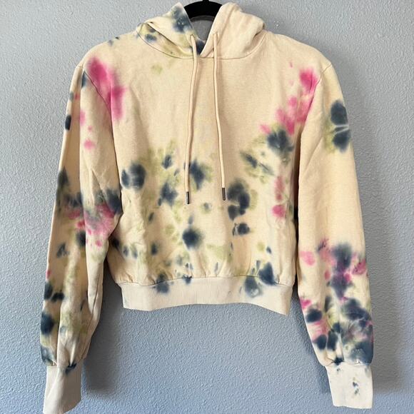 AFRM Fink Cropped Tie Dye Hoodie In Sand Crumble Women's Pullover Sweater Small - Picture 7 of 8